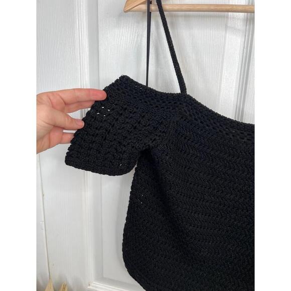 Vince Black Crochet Short Sleeves Open Shoulder Womens Top Size Small Organic - Picture 5 of 12